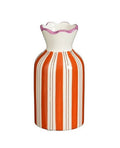 Ceramic Orange Stripe Vase with Pink Scalloped Rim - Sprouts of Bristol
