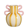 Ceramic Yellow Stripe Vase with Pink Loop Handles - Sprouts of Bristol