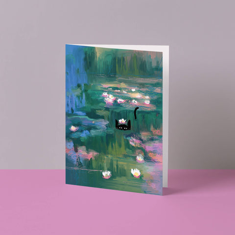 Clawed Monet Cat Greetings Card - Sprouts of Bristol