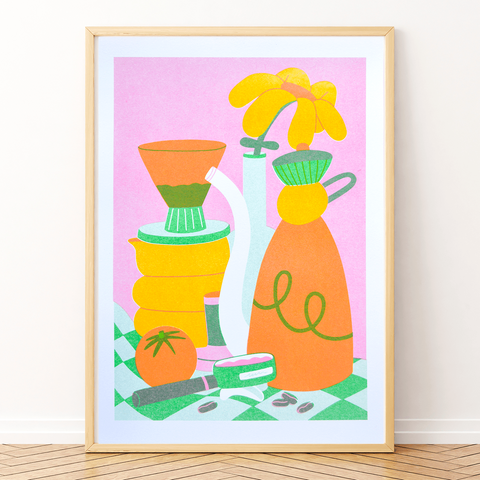 Coffee A4 Risograph Print - Sprouts of Bristol