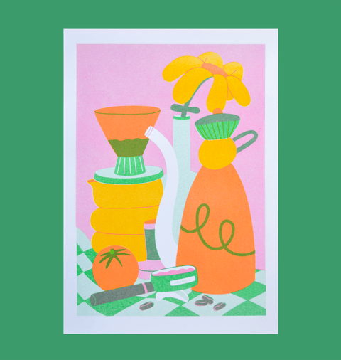 Coffee A4 Risograph Print - Sprouts of Bristol