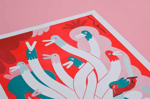 Duck Monster A3 Risograph Print - Sprouts of Bristol