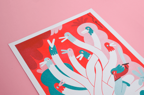 Duck Monster A3 Risograph Print - Sprouts of Bristol