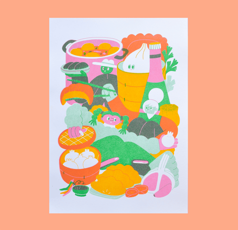 Dumpling Club A4 Risograph Print - Sprouts of Bristol