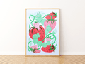 Eat Yer Strawbs A4 Risograph Print - Limited Edition - Sprouts of Bristol