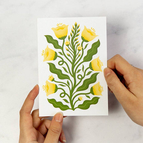 Evening Primrose Botanical Greetings Card - Sprouts of Bristol