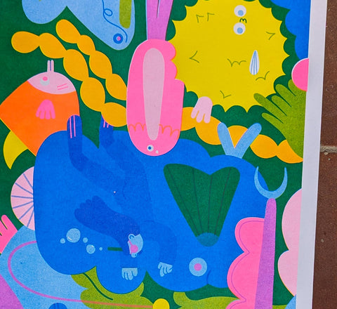 Fishies A3 Risograph Print - Sprouts of Bristol