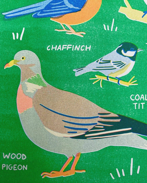 Garden Bird Risograph A3 Print - Sprouts of Bristol