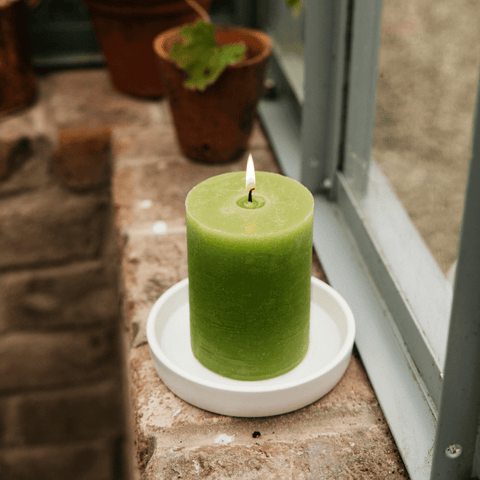 Geranium Leaf, Scented Coloured Pillar Candle - Sprouts of Bristol