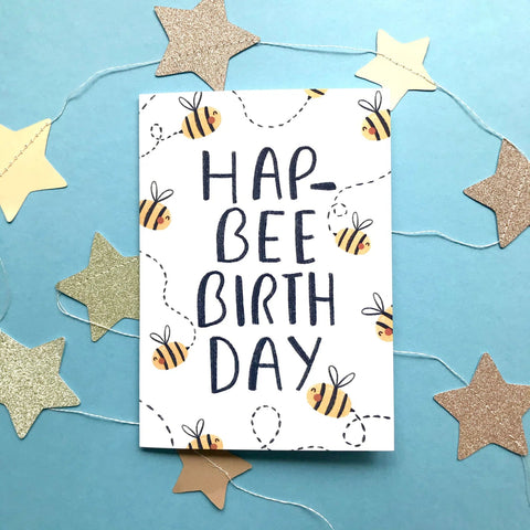 Happy Bee Birthday Greetings Card - Sprouts of Bristol