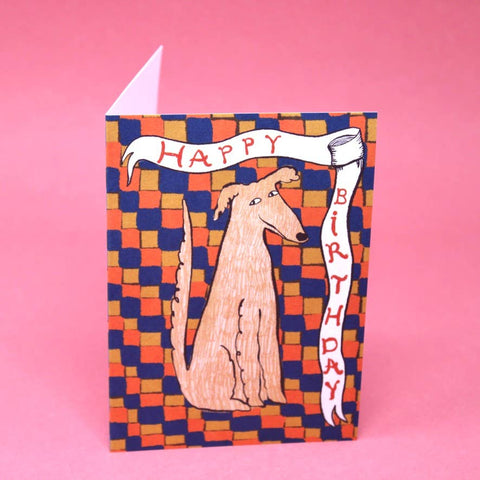 Happy Birthday Checkerboard Dog Greetings Card - Sprouts of Bristol