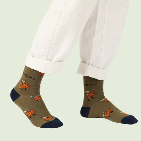 Highland Cow Bamboo Socks - Sprouts of Bristol