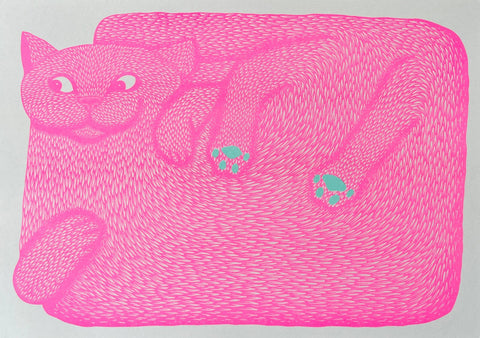 'I’m Just A Paw Boy From A Paw Family' Cat Riso Art Print - Sprouts of Bristol