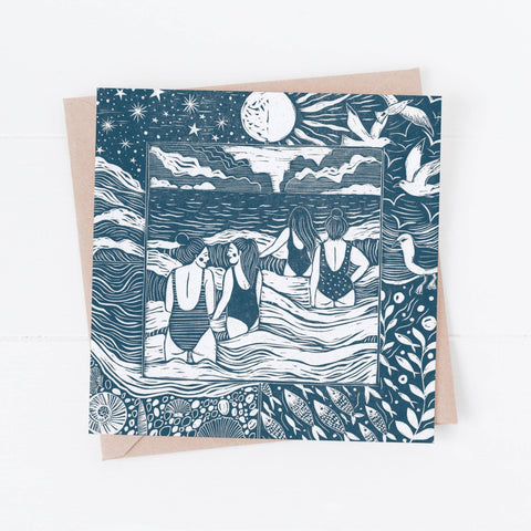Into the Waves Greetings Card - Sprouts of Bristol