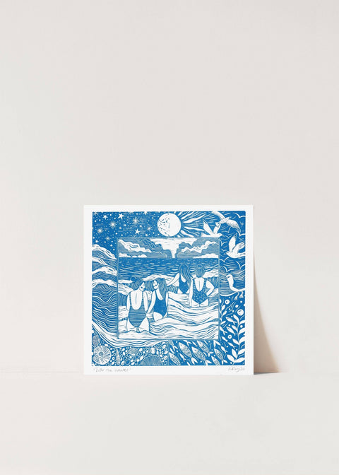 Into the Waves Risograph Art Print - Sprouts of Bristol