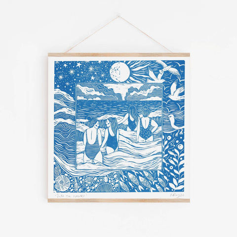 Into the Waves Risograph Art Print - Sprouts of Bristol
