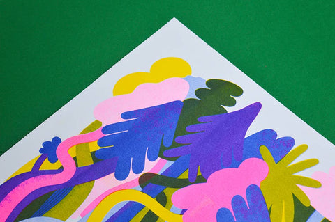 Jungle Cat A3 Risograph Print - Sprouts of Bristol