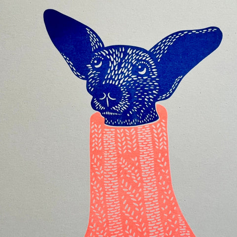 'Knit Picker' Whippet in Jumper Art Print - Sprouts of Bristol