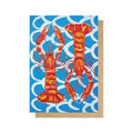Langoustines on Blue Wavey Greetings Card - Sprouts of Bristol