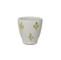 Lavos Glossy Glazed Ceramic Planter in White with Green Hand - Painted Leaves - Sprouts of Bristol