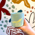 Light Blue and Lemon Yellow Jesmonite Mini Pot - Sprouts of Bristol