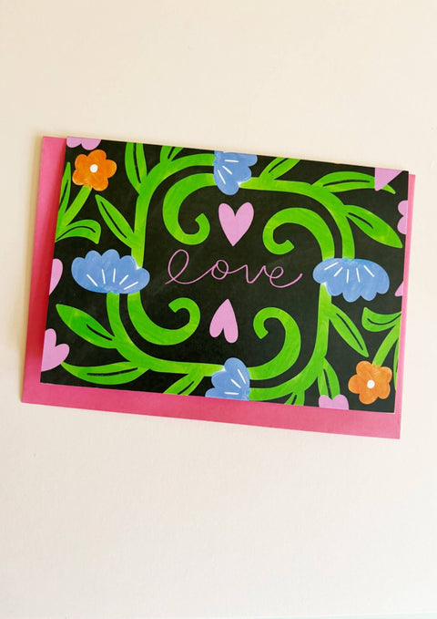 Love Vine Print Dark Eco Greetings Card - Sprouts of Bristol