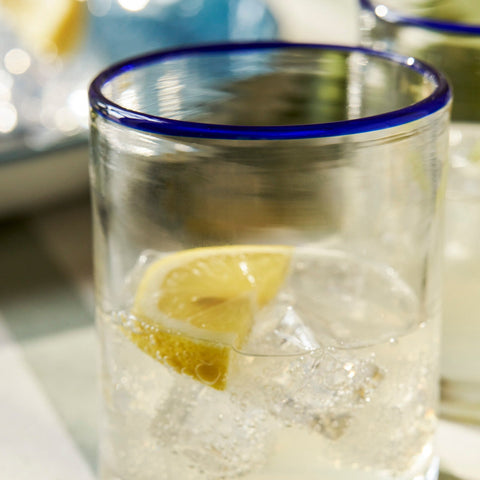 Madley Blue Tipped Tumbler Glass - Sprouts of Bristol