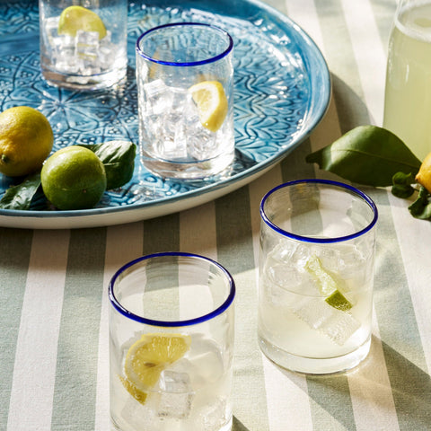 Madley Blue Tipped Tumbler Glass - Sprouts of Bristol