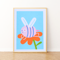 Mini Bee Risograph Print - Sprouts of Bristol