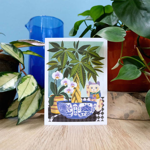 Money tree | Everyday greetings card | Lucky cat, plant - Sprouts of Bristol