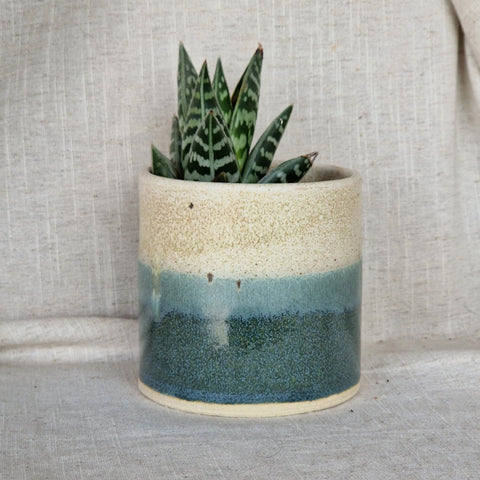 Mountains - Blue & Cream Handmade Plant Ceramic Pot - Sprouts of Bristol
