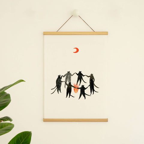 Mystic Cats Art Print | Black Cats | Magic Wall Art | Witchy: A4 - Sprouts of Bristol