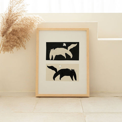 Negative / Positive Cats Art Print | Monochrome Wall Art - Sprouts of Bristol