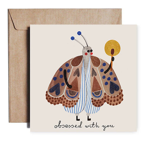 OBSESSED WITH YOU moth greeting card - Sprouts of Bristol