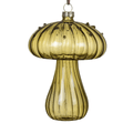 Olive Green Glass Mushroom Hanging Decoration – Textured Bauble Ornament - Sprouts of Bristol