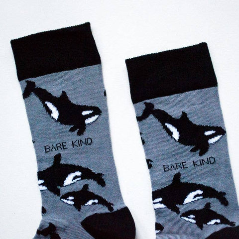 Orca Socks | Bamboo Socks | Grey Socks | Ocean Socks - Sprouts of Bristol
