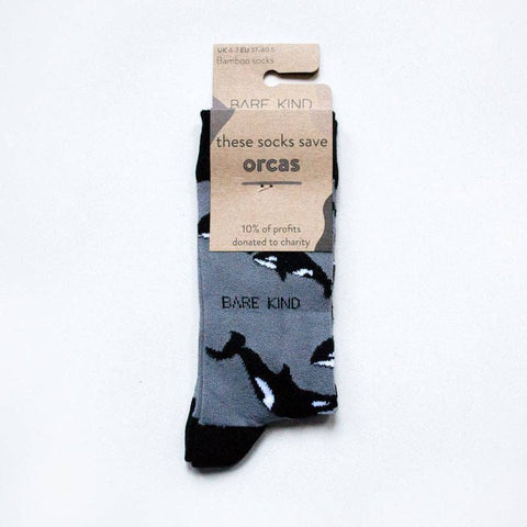Orca Socks | Bamboo Socks | Grey Socks | Ocean Socks - Sprouts of Bristol