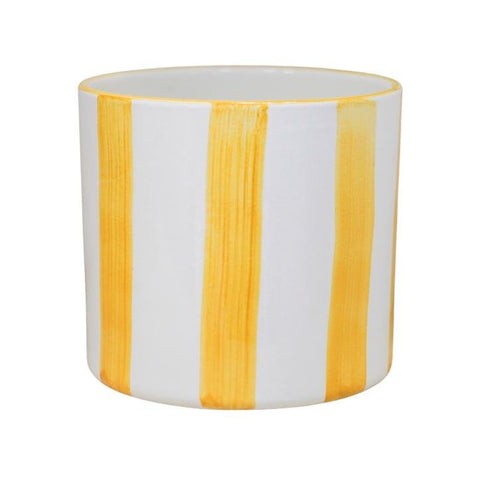 Paros Yellow Painted Stripe Planter - Sprouts of Bristol