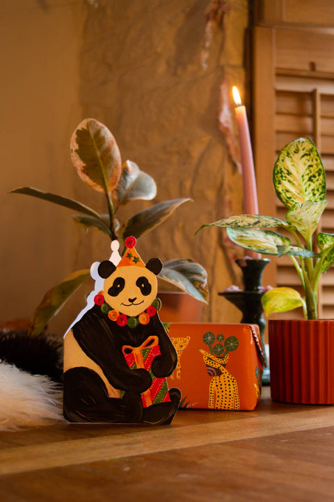 'Party Panda Die - Cut' Greetings Card - Sprouts of Bristol