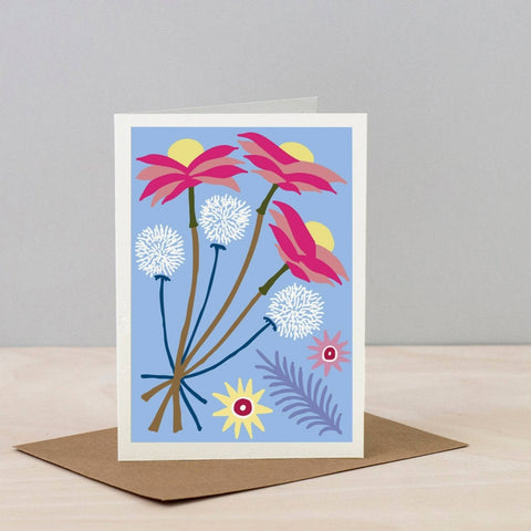 Pastel Blue Dried Flower Greetings Card - Sprouts of Bristol