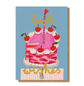 PINK CAKE gold foil Greetings Card - Sprouts of Bristol
