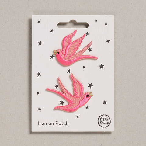 Pink Swallows Iron on Patch - Sprouts of Bristol