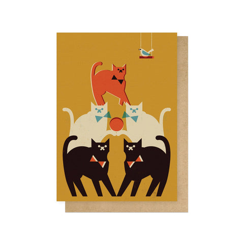 Pyramid of Cats Greetings Card - Sprouts of Bristol
