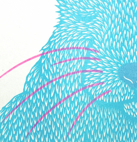 'Siesta' Rabbit Riso Art Print - Sprouts of Bristol