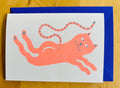 Silly Cat Riso Greetings Card - Sprouts of Bristol