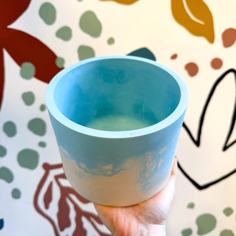 Sky Blue and Putty Jesmonite Pot - Sprouts of Bristol