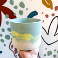 Sky Blue, Lime Green and Putty Jesmonite Pot - Sprouts of Bristol