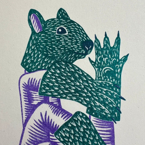 'Squirrel Fingers' Riso Art Print - Sprouts of Bristol