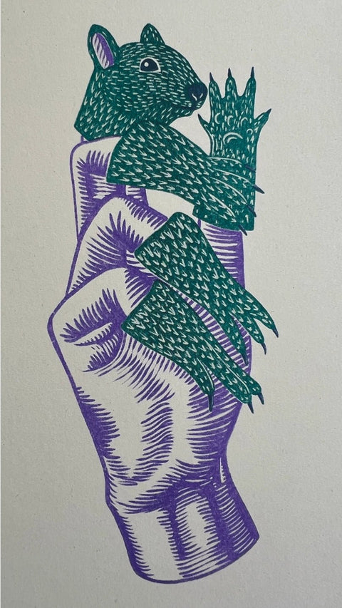 'Squirrel Fingers' Riso Art Print - Sprouts of Bristol