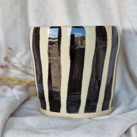 Stripe - Black and White Handmade Ceramic Plant Pot - Sprouts of Bristol